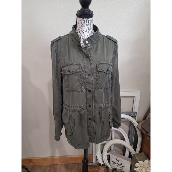 Loft Olive green utility jacket Women's SZ M gorpcore street casual boho grunge - Picture 6 of 12